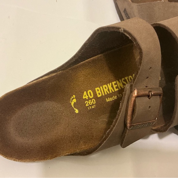 Birkenstock Brown Suede Two-Strap Slide Sandals unisex L9 M7 - Picture 3 of 5